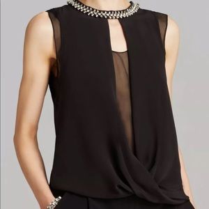 Rebecca Taylor Embellished draped silk top
